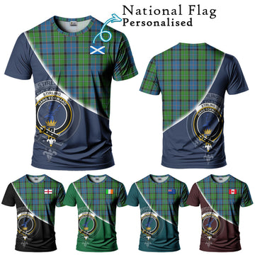 Stirling Tartan T-Shirt with Personalised National Flag and Family Crest Half Style Kid's Shirt - Tartanvibesclothing Shop