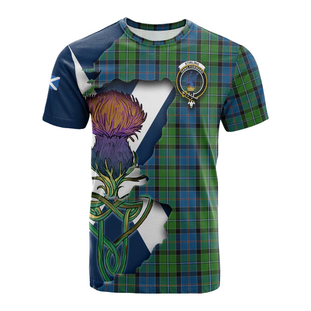 Tartan Vibes Clothing Stirling Tartan Family Crest Cotton T-shirt Scottish Thistle Celtic Inspired