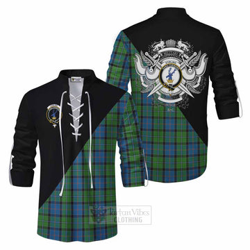 Tartan Vibes Clothing Stirling Tartan Ghillie Kilt Shirt with Family Crest and Military Logo Style