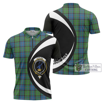 Stirling Tartan Zipper Polo Shirt with Family Crest Circle Style Unisex - Tartan Vibes Clothing