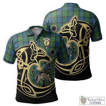 Stirling Tartan Polo Shirt with Family Crest Celtic Wolf Style Kid - Tartanvibesclothing Shop