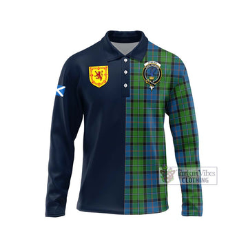 Tartan Vibes Clothing Stirling Tartan Long Sleeve Polo Shirt with Scottish Lion Royal Arm Half Style
