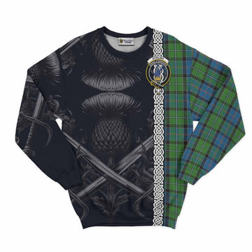 Tartan Vibes Clothing Stirling Tartan Sweatshirt with Family Crest Cross Sword Thistle Celtic Vibes
