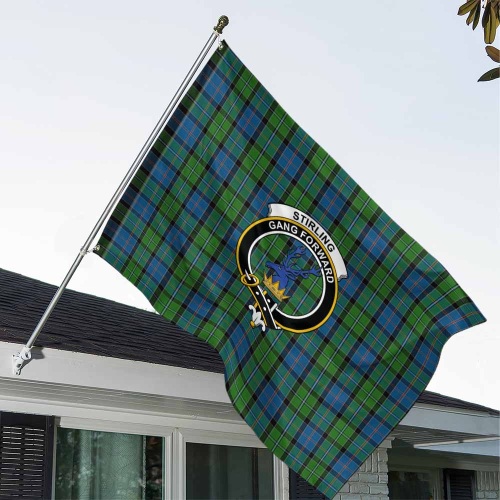 Tartan Vibes Clothing Stirling Tartan House Flag with Family Crest