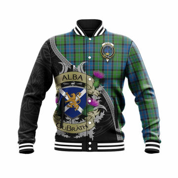 Tartan Vibes Clothing Stirling Tartan Family Crest Baseball Jacket Lion Rampant Royal Thistle Shield Celtic Inspired