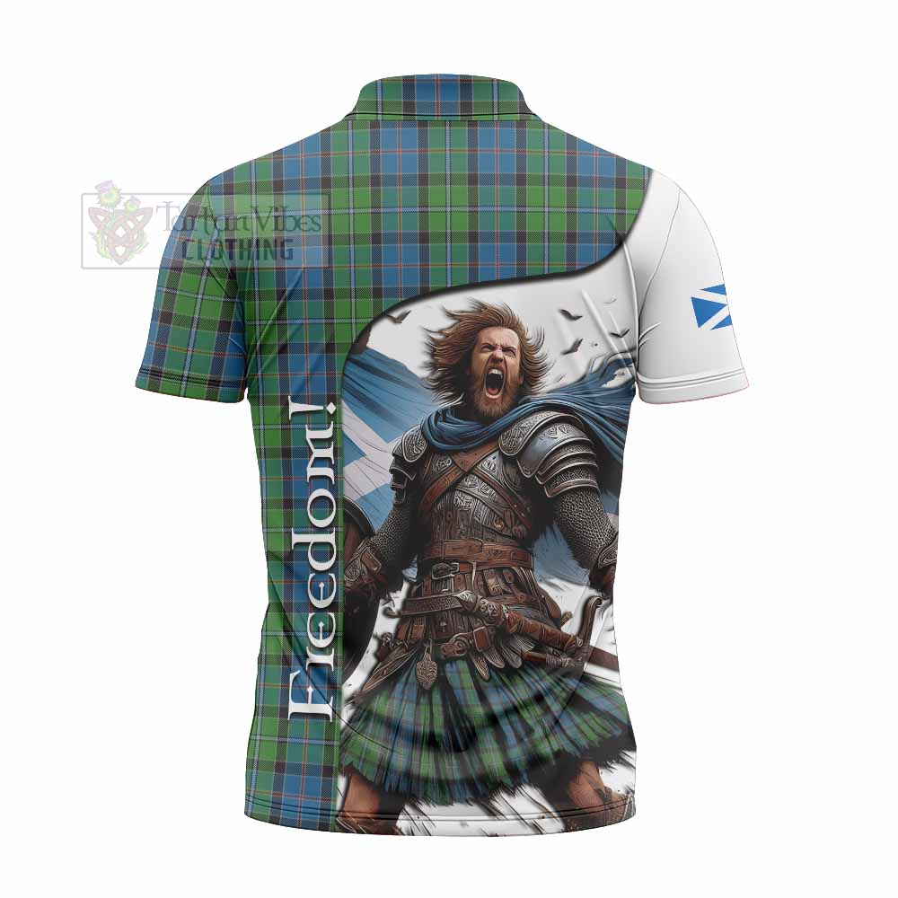 Tartan Vibes Clothing Stirling Crest Tartan Zipper Polo Shirt Inspired by the Freedom of Scottish Warrior
