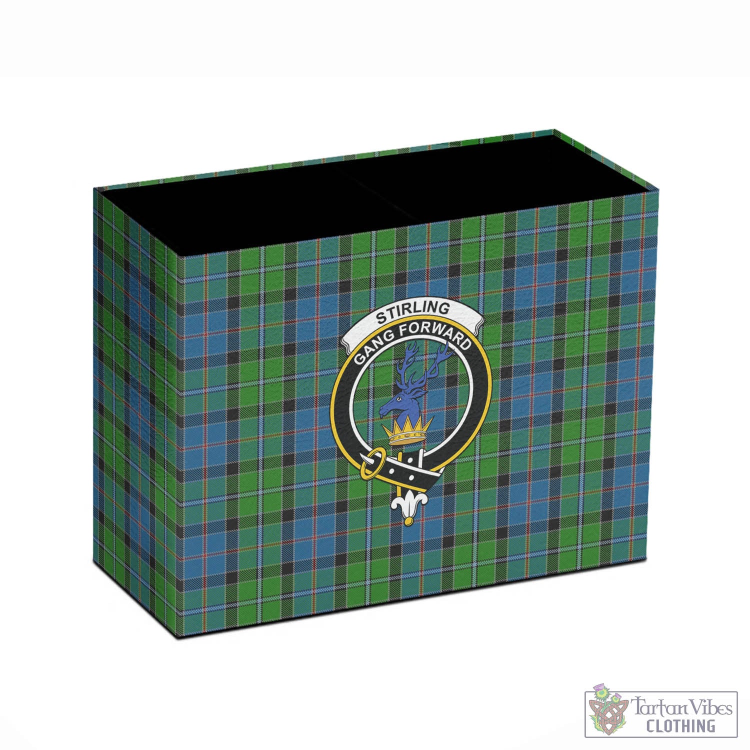 Tartan Vibes Clothing Stirling Tartan Pen Holder with Family Crest