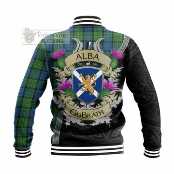 Tartan Vibes Clothing Stirling Tartan Family Crest Baseball Jacket Lion Rampant Royal Thistle Shield Celtic Inspired