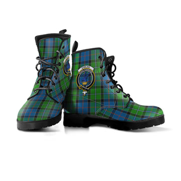 Stirling Tartan Leather Boots with Family Crest