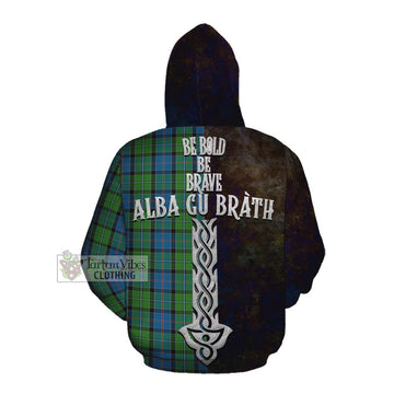 Tartan Vibes Clothing Stirling Tartan Family Crest Cotton Hoodie Alba Gu Brath Be Brave Lion Ancient Style