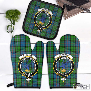 Stirling Tartan Combo Oven Mitt & Pot-Holder with Family Crest Combo 1 Oven Mitt & 1 Pot-Holder Black - Tartan Vibes Clothing