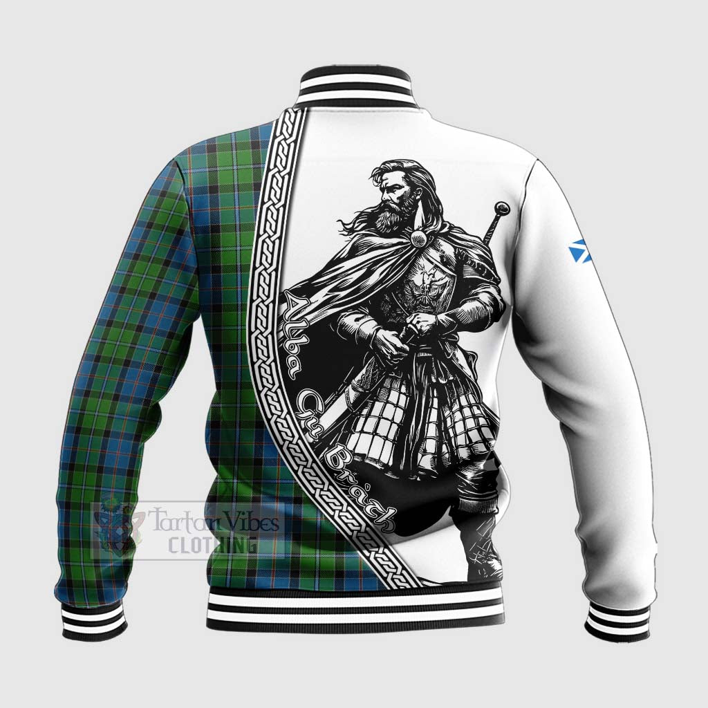 Tartan Vibes Clothing Stirling Tartan Clan Crest Baseball Jacket with Highlander Warrior Celtic Style
