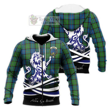Stirling Tartan Knitted Hoodie with Alba Gu Brath Regal Lion Emblem Unisex Knitted Zip Hoodie - Tartanvibesclothing Shop