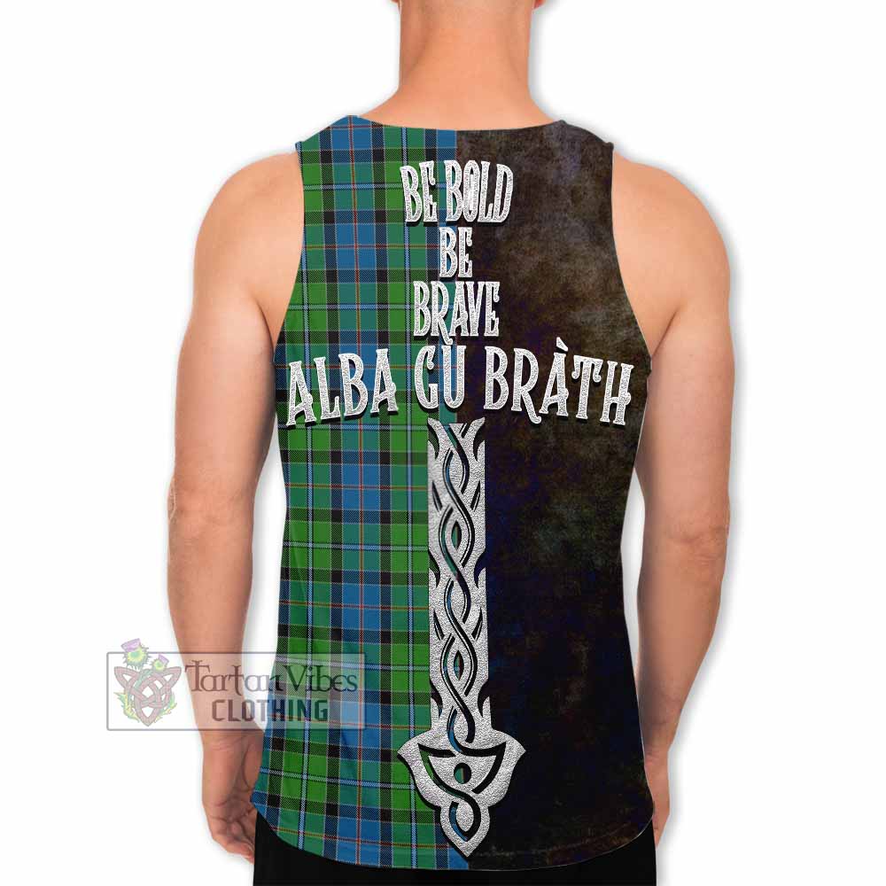 Tartan Vibes Clothing Stirling Tartan Family Crest Men's Tank Top Alba Gu Brath Be Brave Lion Ancient Style