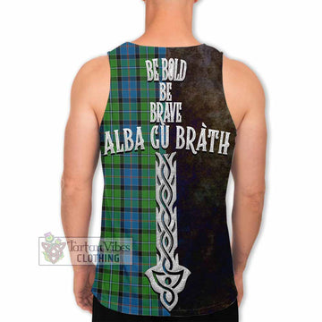 Tartan Vibes Clothing Stirling Tartan Family Crest Men's Tank Top Alba Gu Brath Be Brave Lion Ancient Style