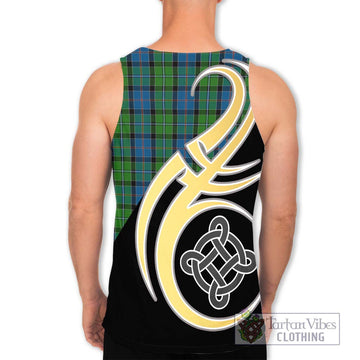 Stirling Tartan Men's Tank Top with Family Crest and Celtic Symbol Style - Tartan Vibes Clothing