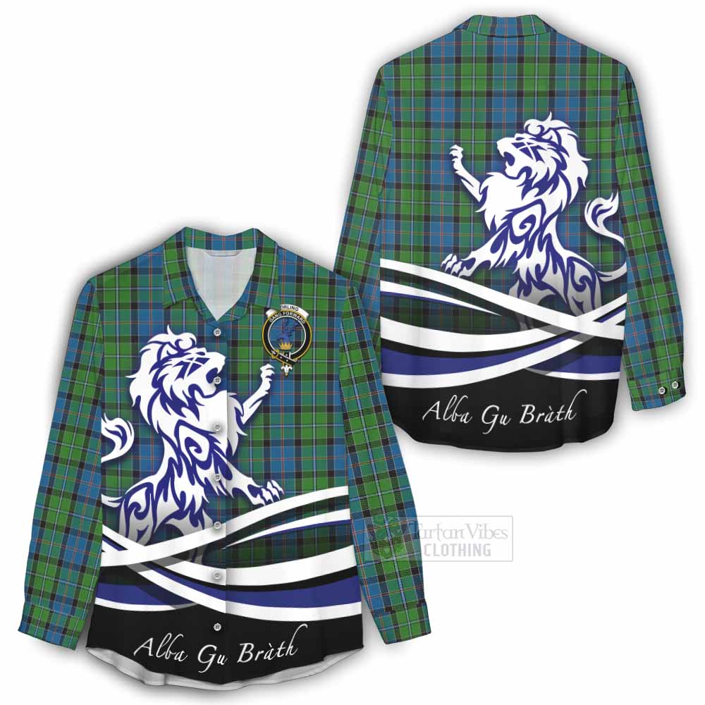 Tartan Vibes Clothing Stirling Tartan Women's Casual Shirt with Alba Gu Brath Regal Lion Emblem