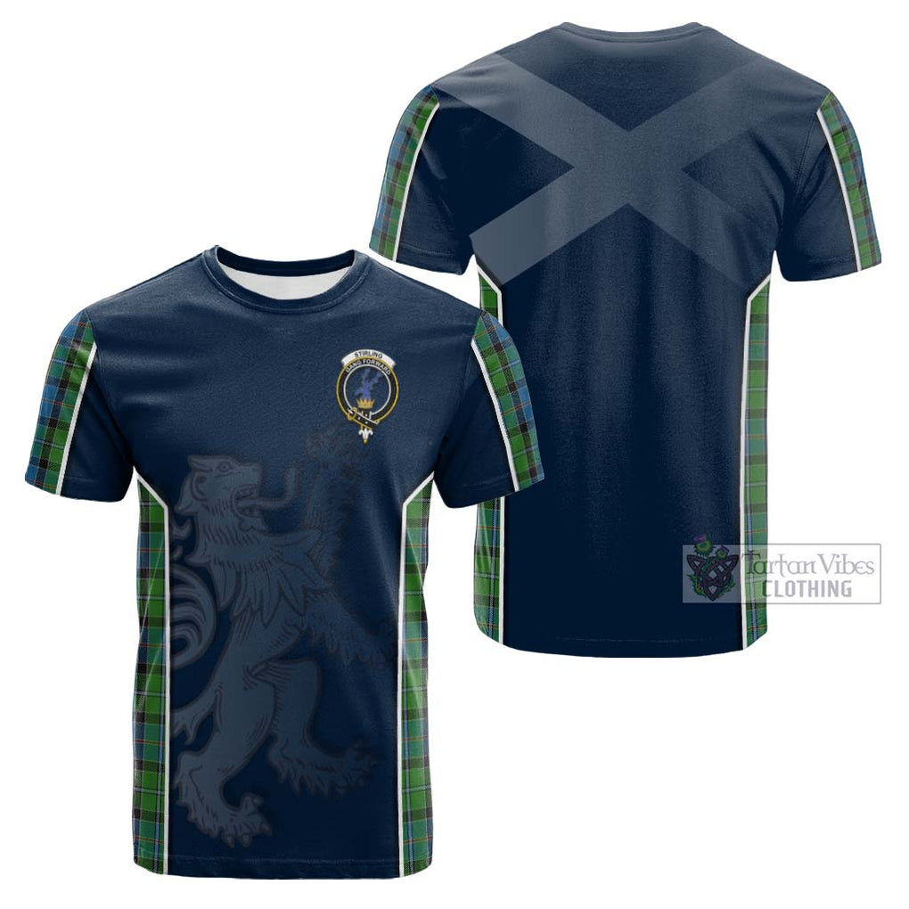 Tartan Vibes Clothing Stirling Tartan Cotton T-shirt with Family Crest and Lion Rampant Vibes Sport Style