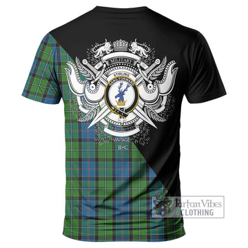 Stirling Tartan T-Shirt with Family Crest and Military Logo Style - Tartanvibesclothing Shop