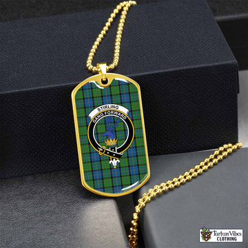 Tartan Vibes Clothing Stirling Tartan Dog Tag Necklace with Family Crest
