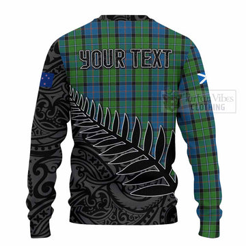 Tartan Vibes Clothing Stirling Crest Tartan Knitted Sweater with New Zealand Silver Fern Half Style