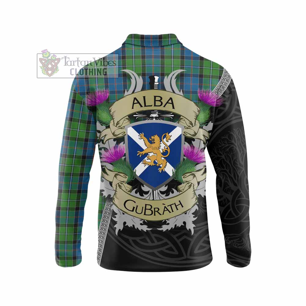 Tartan Vibes Clothing Stirling Tartan Family Crest Long Sleeve Polo Shirt Lion Rampant Royal Thistle Shield Celtic Inspired