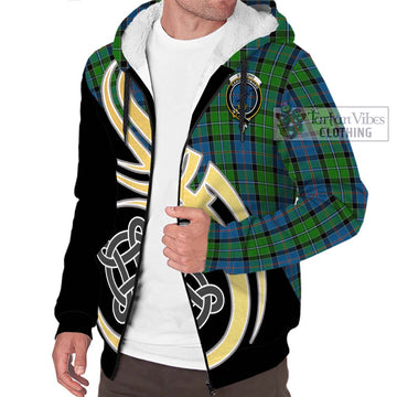 Stirling Tartan Sherpa Hoodie with Family Crest and Celtic Symbol Style - Tartan Vibes Clothing
