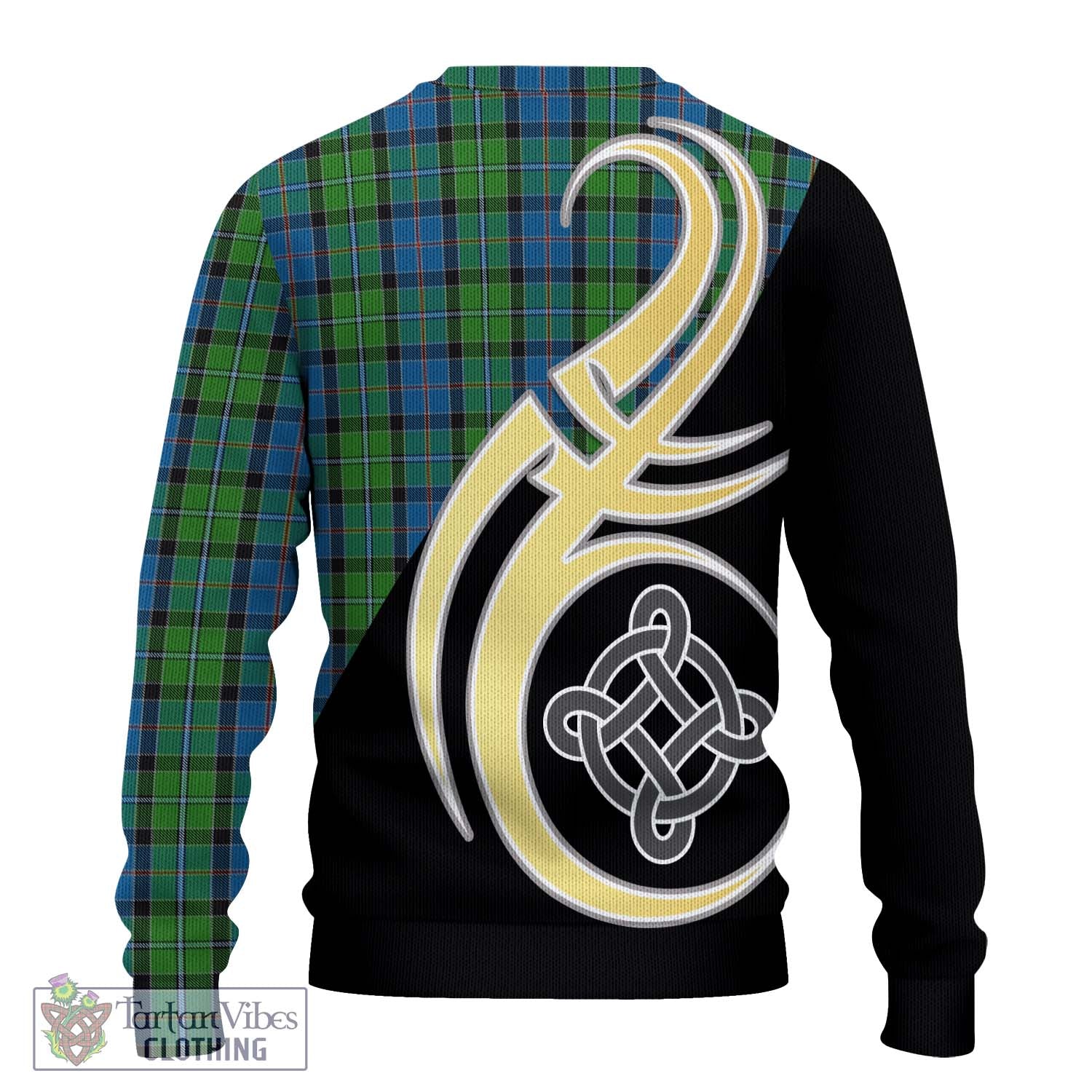 Stirling Tartan Knitted Sweater with Family Crest and Celtic Symbol Style - Tartan Vibes Clothing