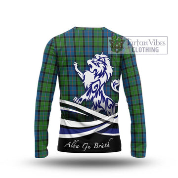 Stirling Tartan Long Sleeve T-Shirt with Alba Gu Brath Regal Lion Emblem - Tartanvibesclothing Shop