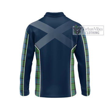 Stirling Tartan Long Sleeve Polo Shirt with Family Crest and Lion Rampant Vibes Sport Style - Tartan Vibes Clothing