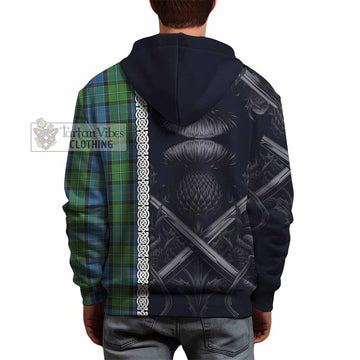 Tartan Vibes Clothing Stirling Tartan Hoodie with Family Crest Cross Sword Thistle Celtic Vibes