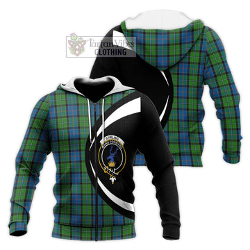 Stirling Tartan Knitted Hoodie with Family Crest Circle Style Unisex Knitted Zip Hoodie - Tartan Vibes Clothing