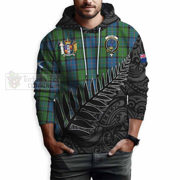Tartan Vibes Clothing Stirling Crest Tartan Hoodie with New Zealand Silver Fern Half Style