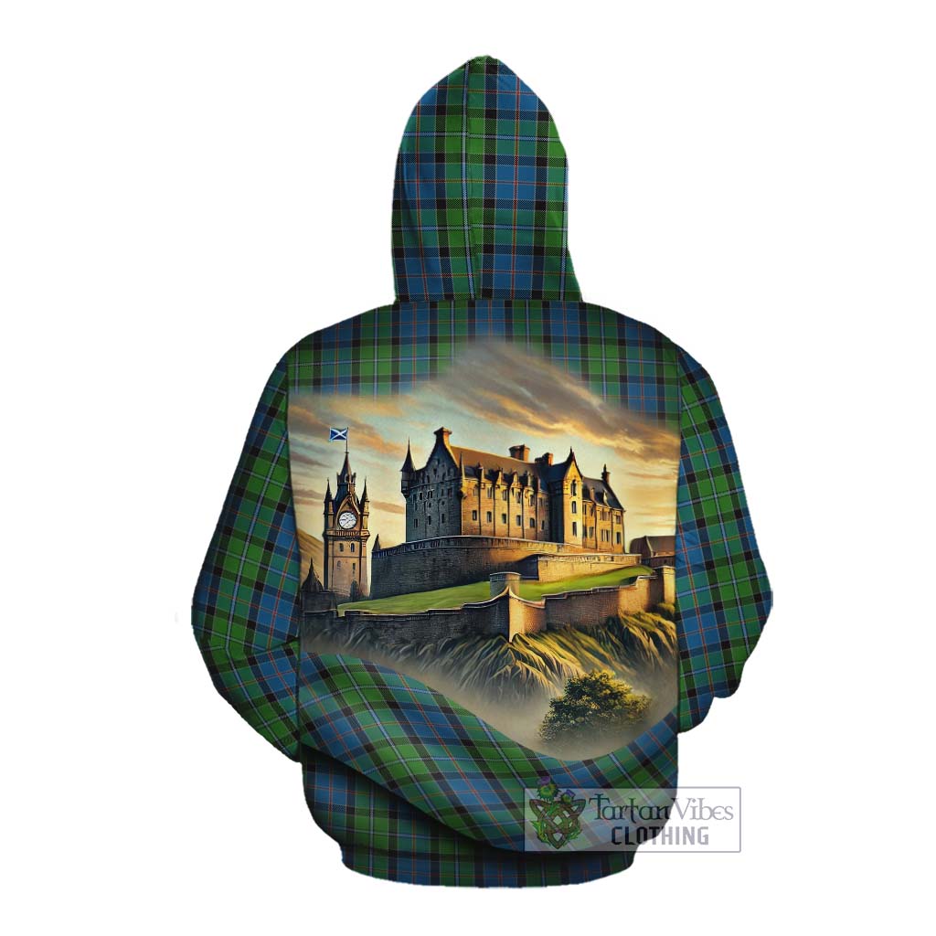 Tartan Vibes Clothing Stirling Tartan Family Crest Cotton Hoodie with Scottish Ancient Castle Style
