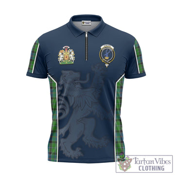 Tartan Vibes Clothing Stirling Tartan Zipper Polo Shirt with Family Crest and Lion Rampant Vibes Sport Style