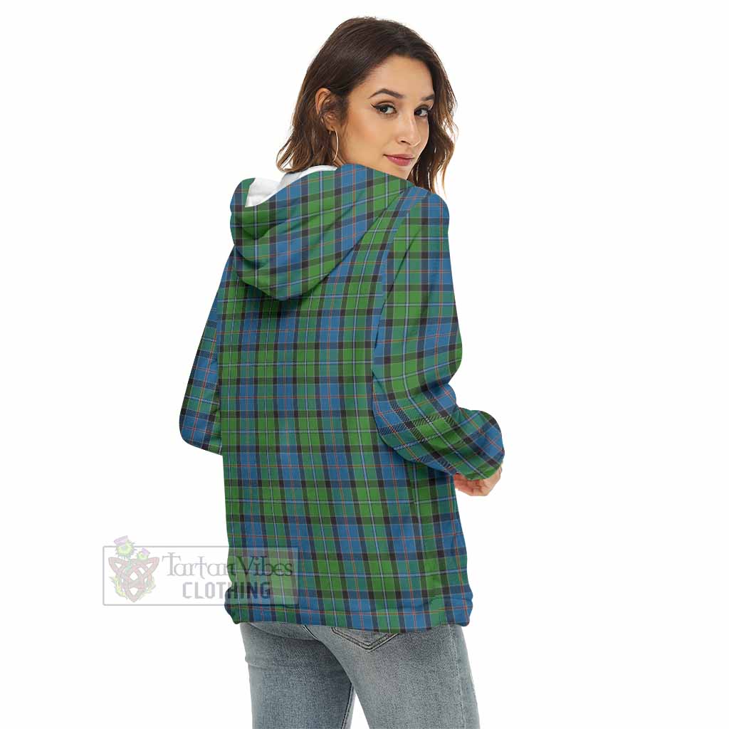 Tartan Vibes Clothing Stirling Tartan Crest Women's Borg  Half Zip Fleece Hoodie
