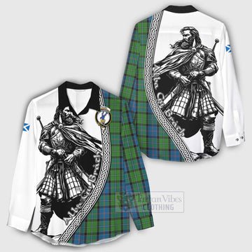 Tartan Vibes Clothing Stirling Tartan Clan Crest Women's Casual Shirt with Highlander Warrior Celtic Style