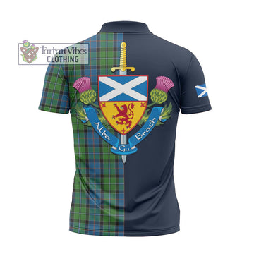 Tartan Vibes Clothing Stirling Tartan Zipper Polo Shirt with Scottish Lion Royal Arm Half Style