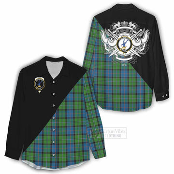 Tartan Vibes Clothing Stirling Tartan Women's Casual Shirt with Family Crest and Military Logo Style