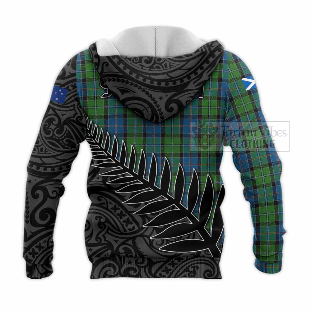 Tartan Vibes Clothing Stirling Crest Tartan Knitted Hoodie with New Zealand Silver Fern Half Style