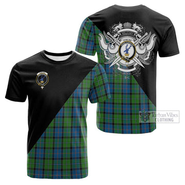 Tartan Vibes Clothing Stirling Tartan Cotton T-shirt with Family Crest and Military Logo Style