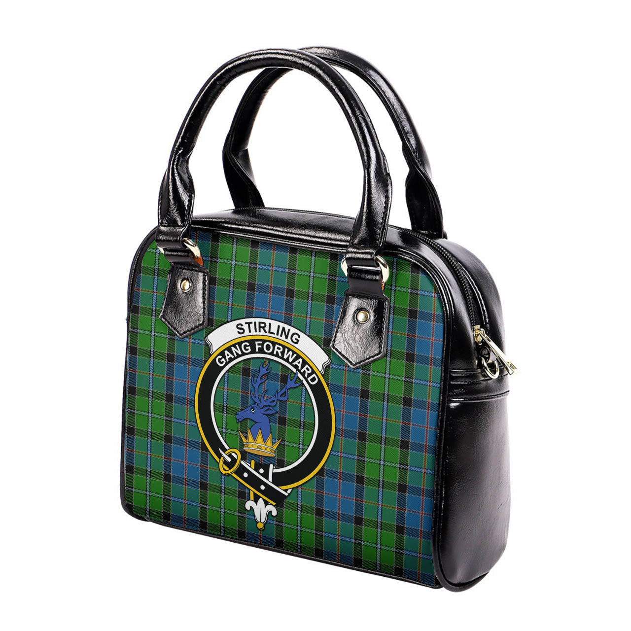 Stirling Tartan Shoulder Handbags with Family Crest - Tartanvibesclothing