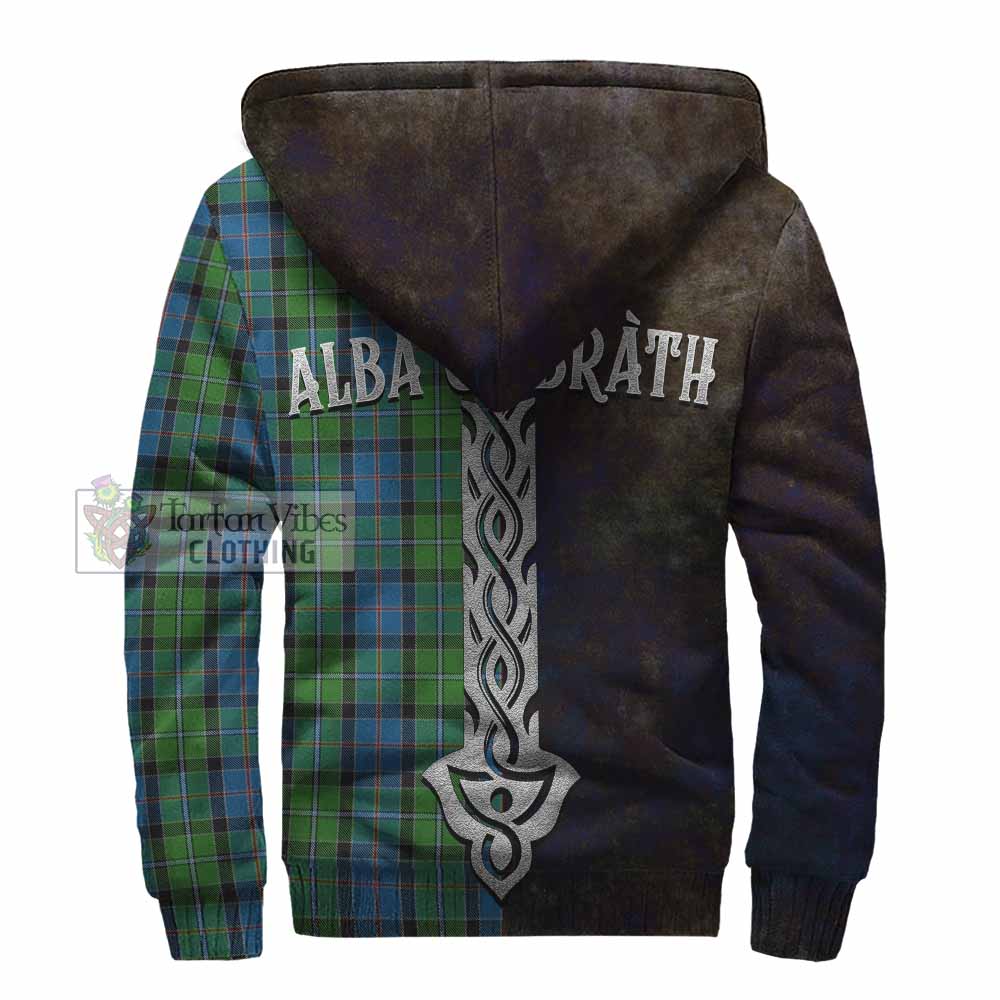Tartan Vibes Clothing Stirling Tartan Family Crest Sherpa Hoodie Alba Gu Brath Be Brave Lion Ancient Style
