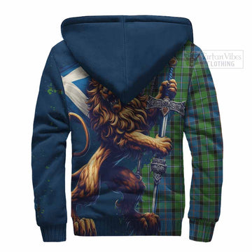 Tartan Vibes Clothing Stirling Tartan Family Crest Sherpa Hoodie with Scottish Majestic Lion