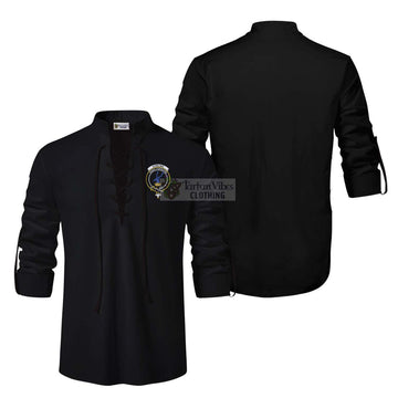 Stirling Clan Crest Ghillie Kilt Shirt Men Black - 2D-tartanvibesclothing