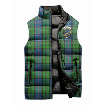 Stirling Tartan Sleeveless Puffer Jacket with Family Crest - Tartanvibesclothing