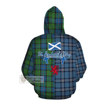 Tartan Vibes Clothing Stirling Tartan Cotton Hoodie Happy St. Andrew's Day Half Tartan Style