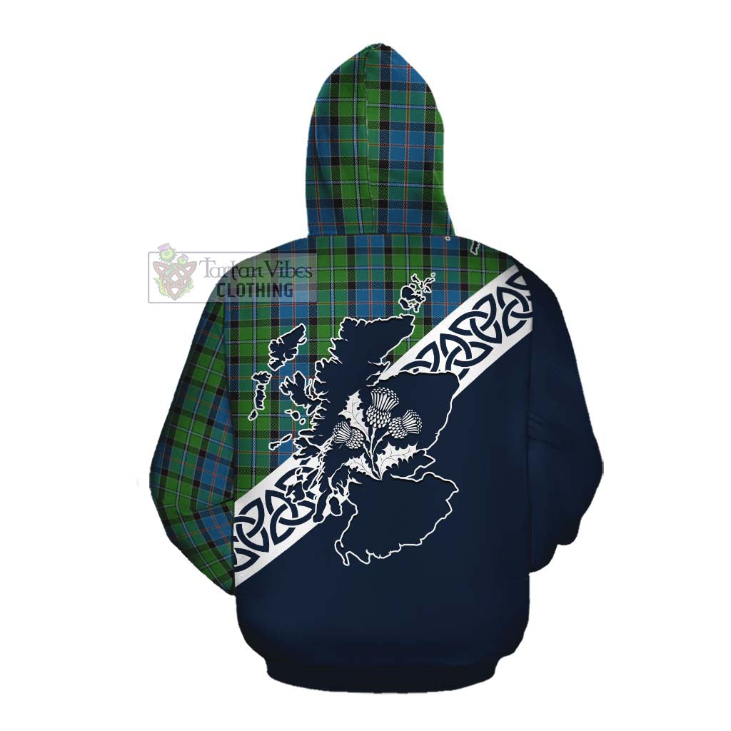 Tartan Vibes Clothing Stirling Tartan Cotton Hoodie Featuring Thistle and Scotland Map