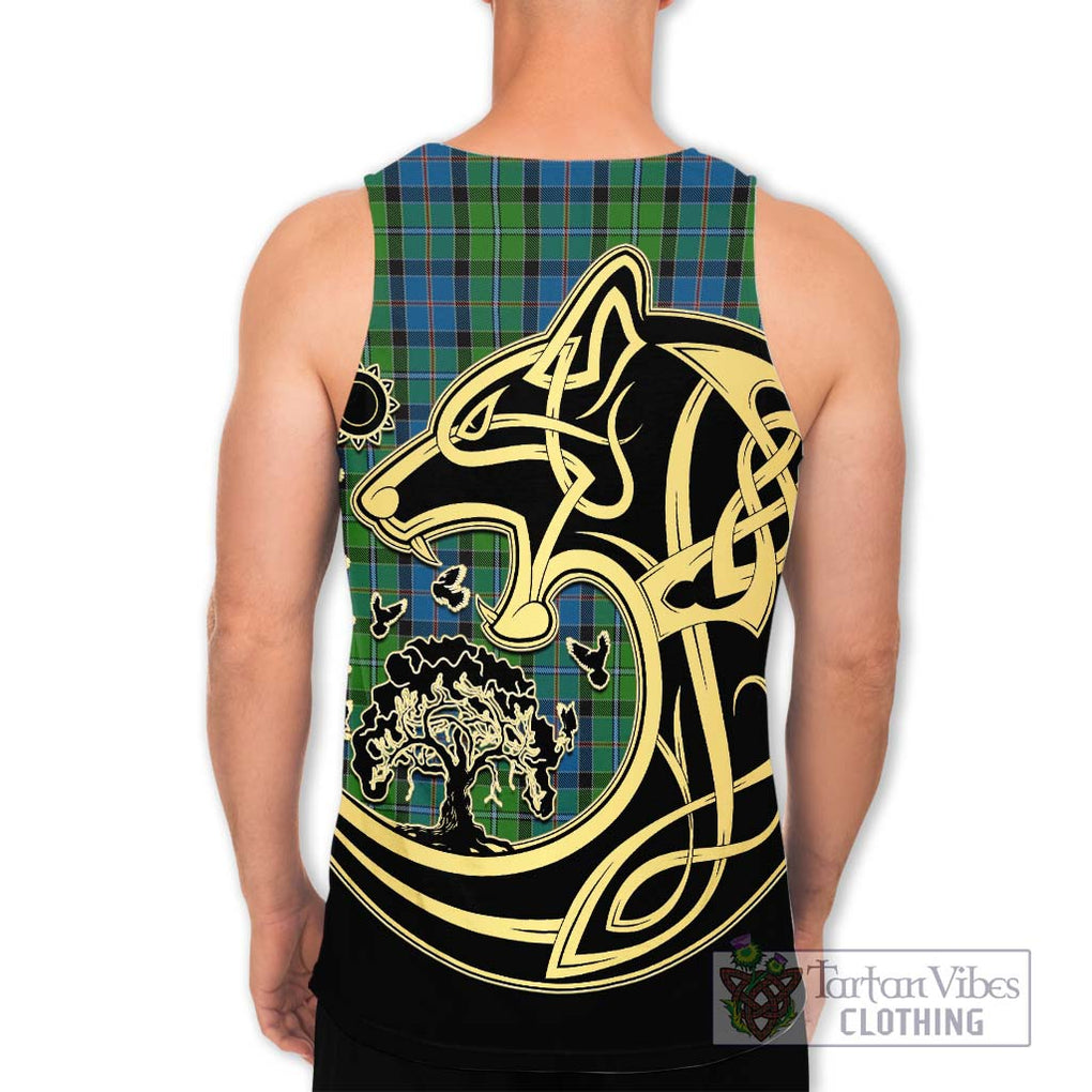 Stirling Tartan Men's Tank Top with Family Crest Celtic Wolf Style - Tartan Vibes Clothing