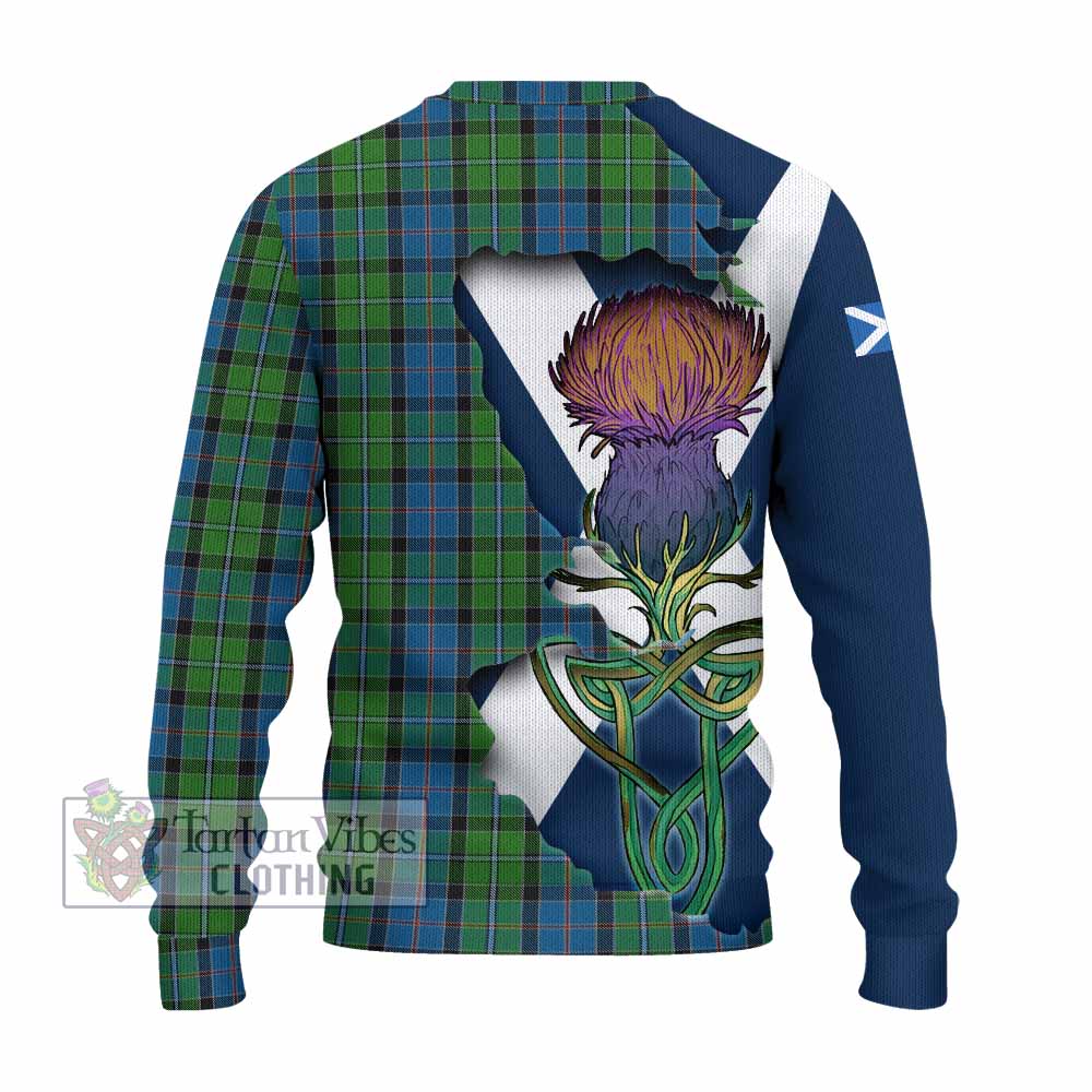 Tartan Vibes Clothing Stirling Tartan Family Crest Knitted Sweater Scottish Thistle Celtic Inspired